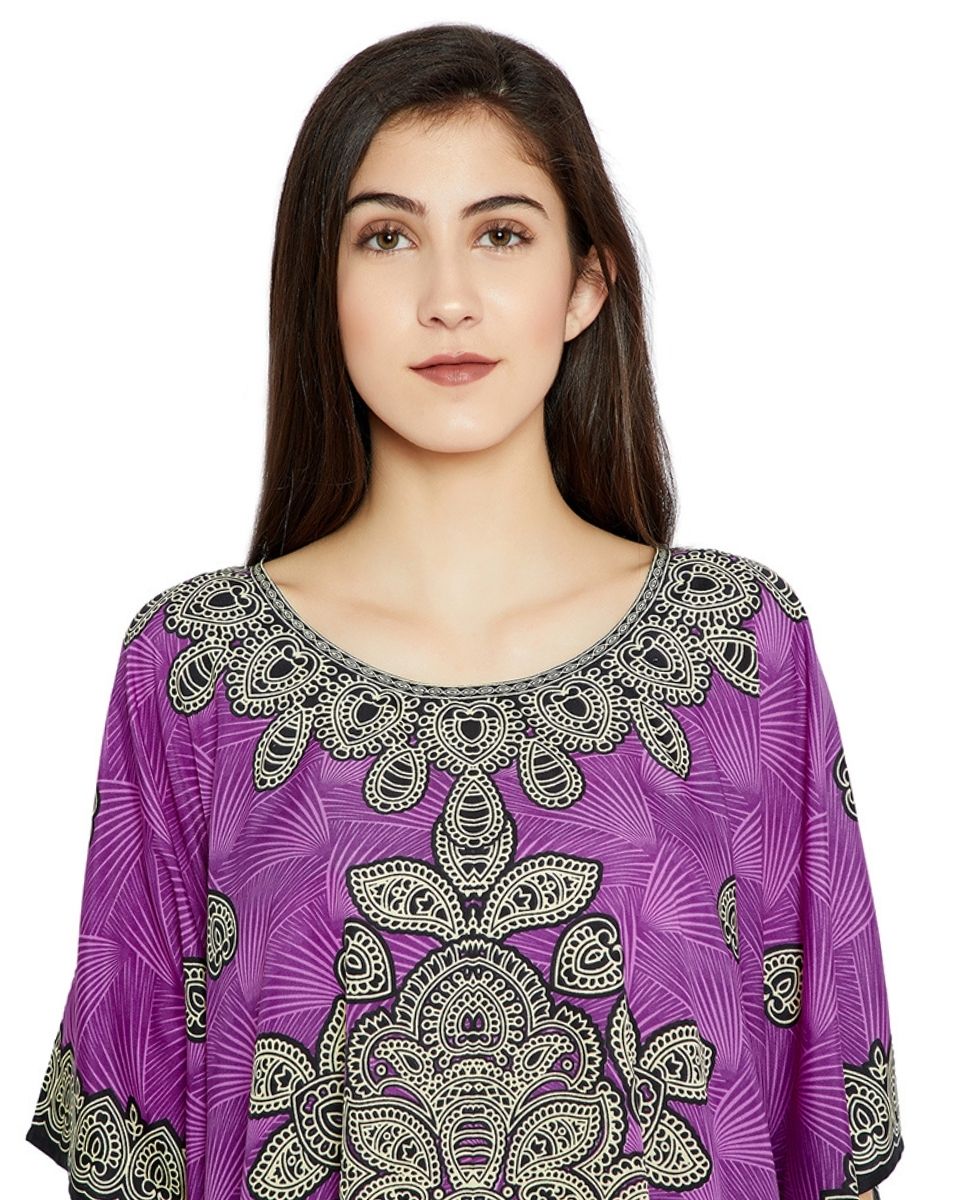 Purple Digital Printed Paisley Plus Size Tunic For Women