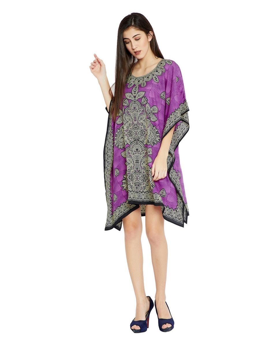 Purple Digital Printed Paisley Plus Size Tunic For Women