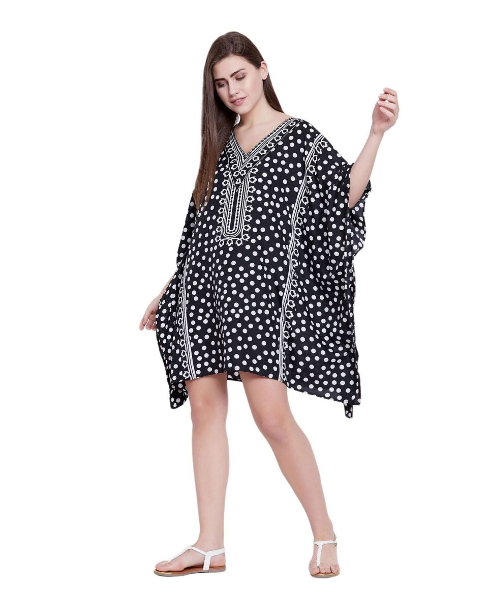 Black Polka Dot Plus Size Kimono Sleeve Tunic For Women