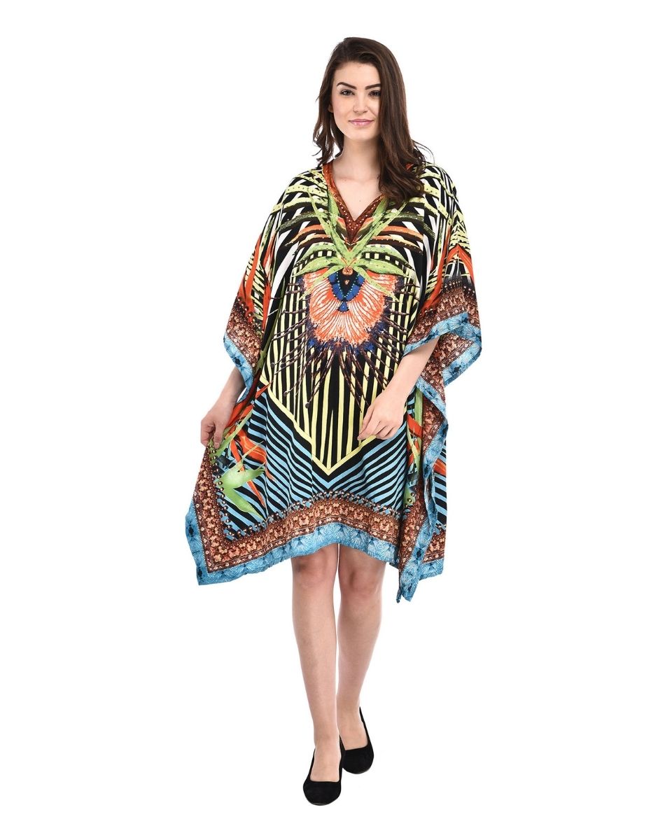 Women Abstract Print Multicolor Polyester Plus Size Tunic