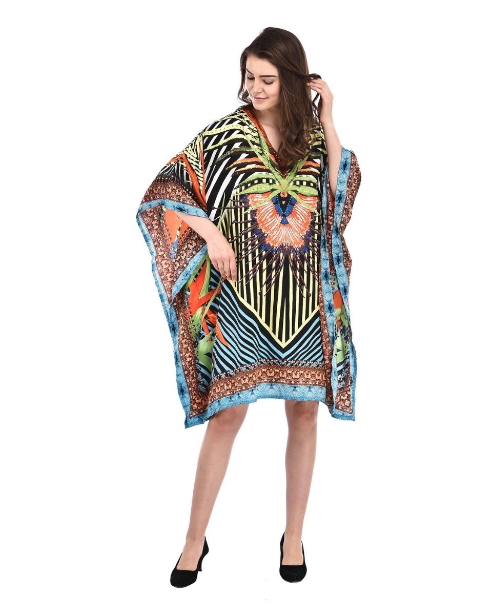 Women Abstract Print Multicolor Polyester Plus Size Tunic