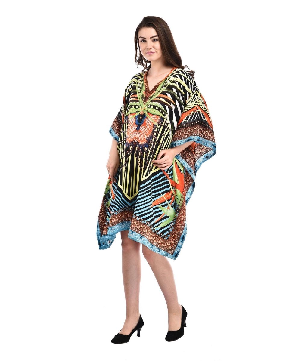 Women Abstract Print Multicolor Polyester Plus Size Tunic