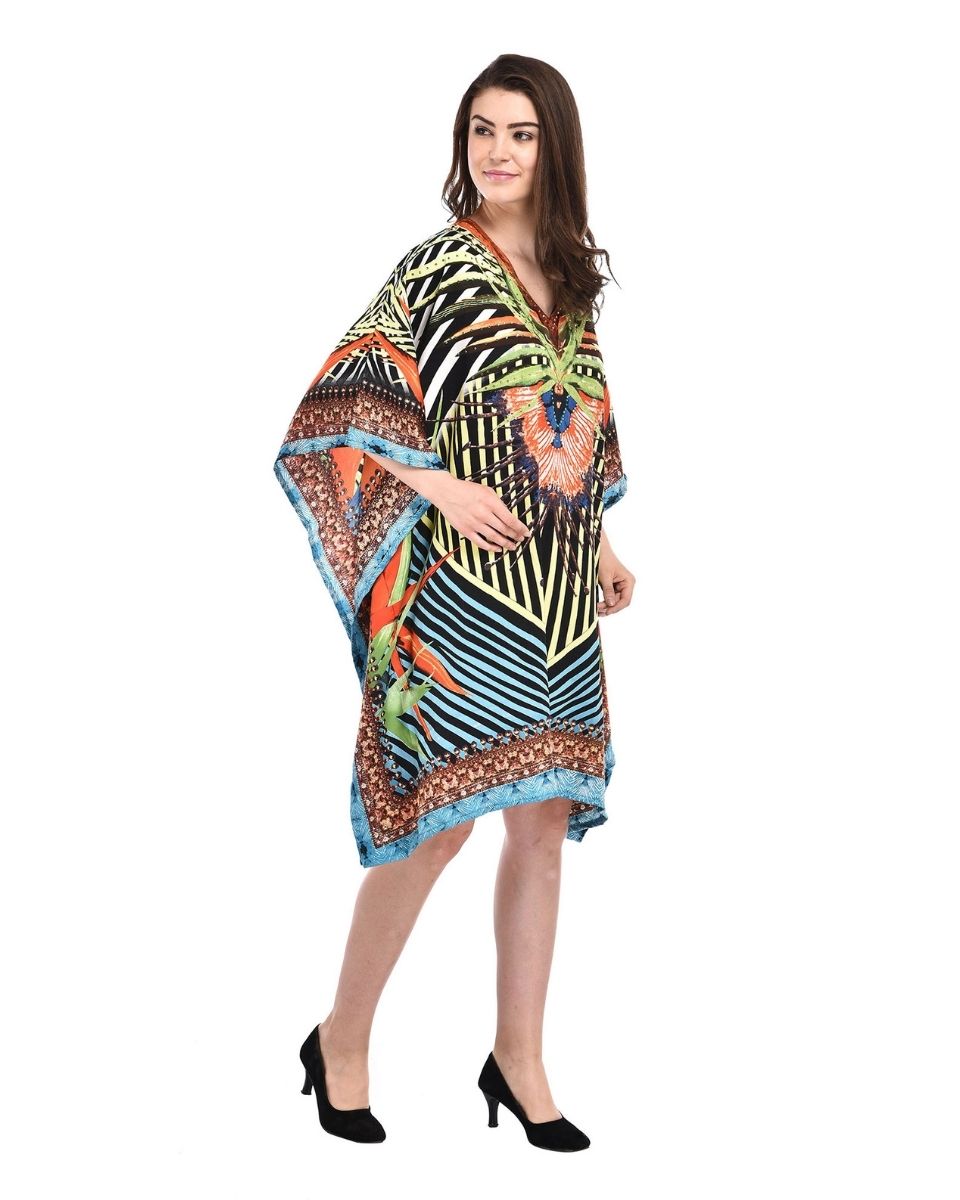 Women Abstract Print Multicolor Polyester Plus Size Tunic