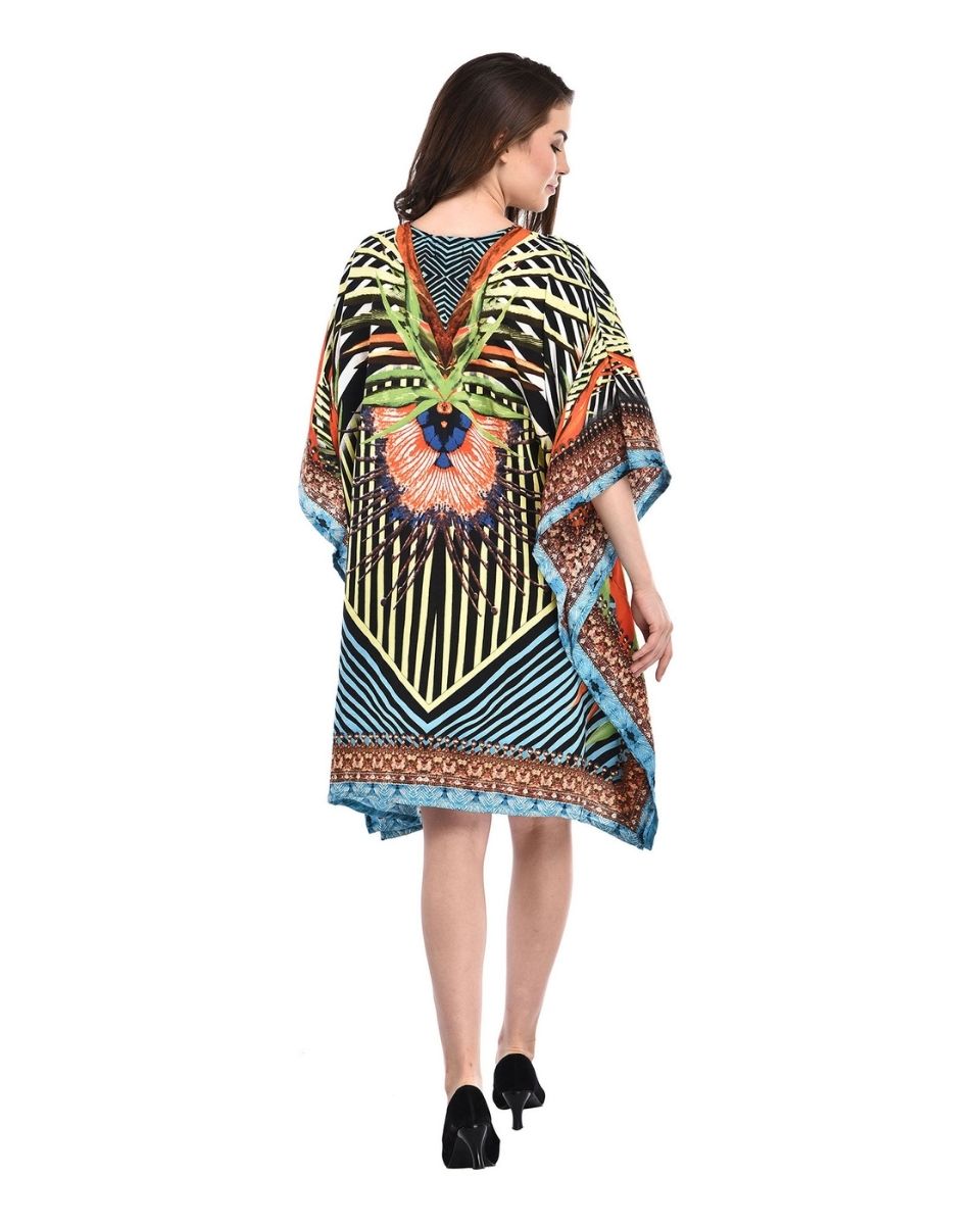 Women Abstract Print Multicolor Polyester Plus Size Tunic