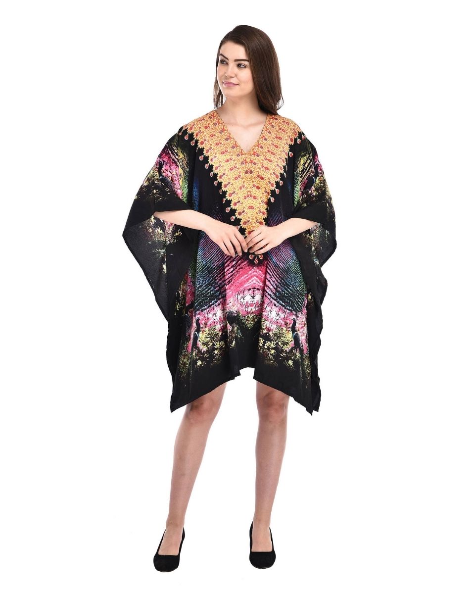 Digital Print Black Plus Size Tunic Top For Women