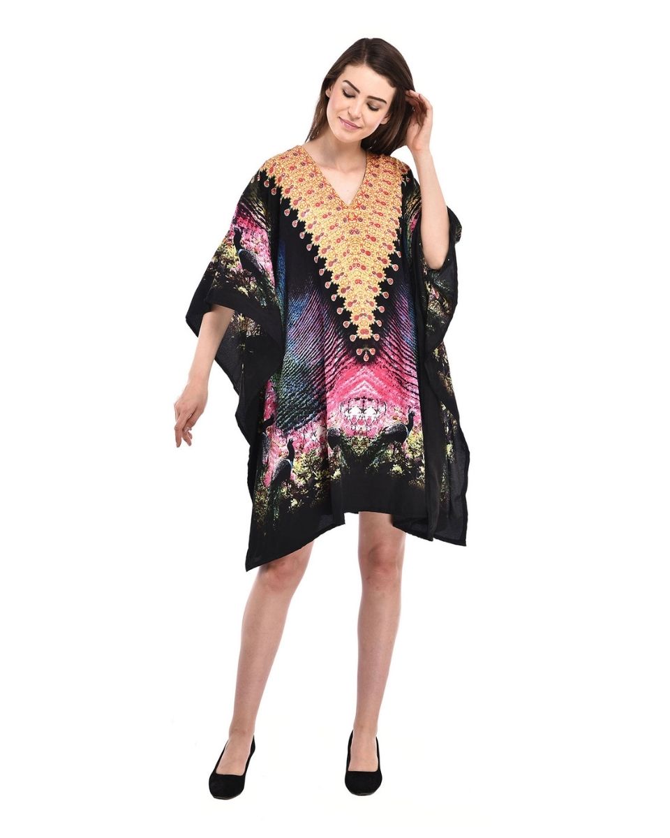 Digital Print Black Plus Size Tunic Top For Women