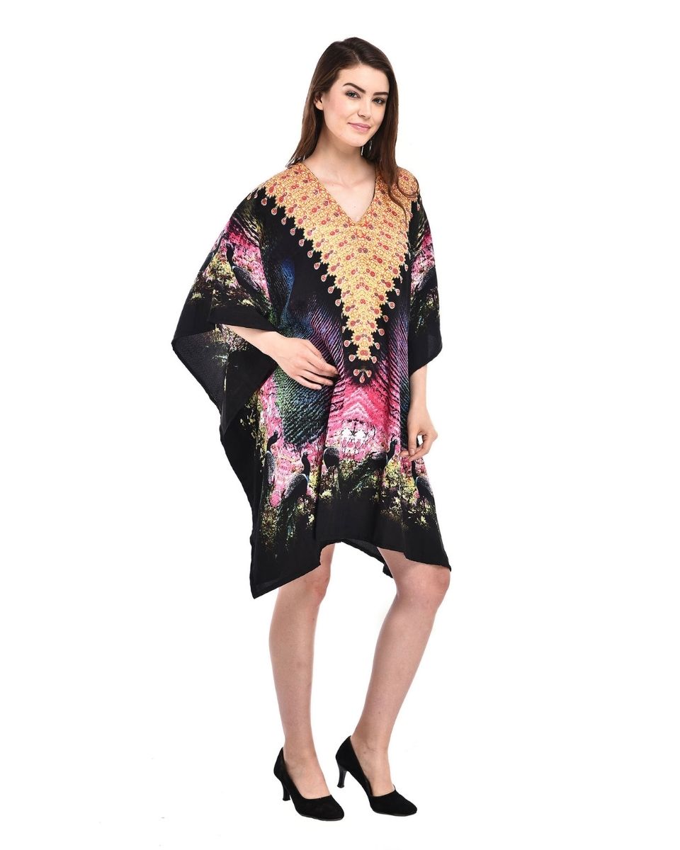 Digital Print Black Plus Size Tunic Top For Women