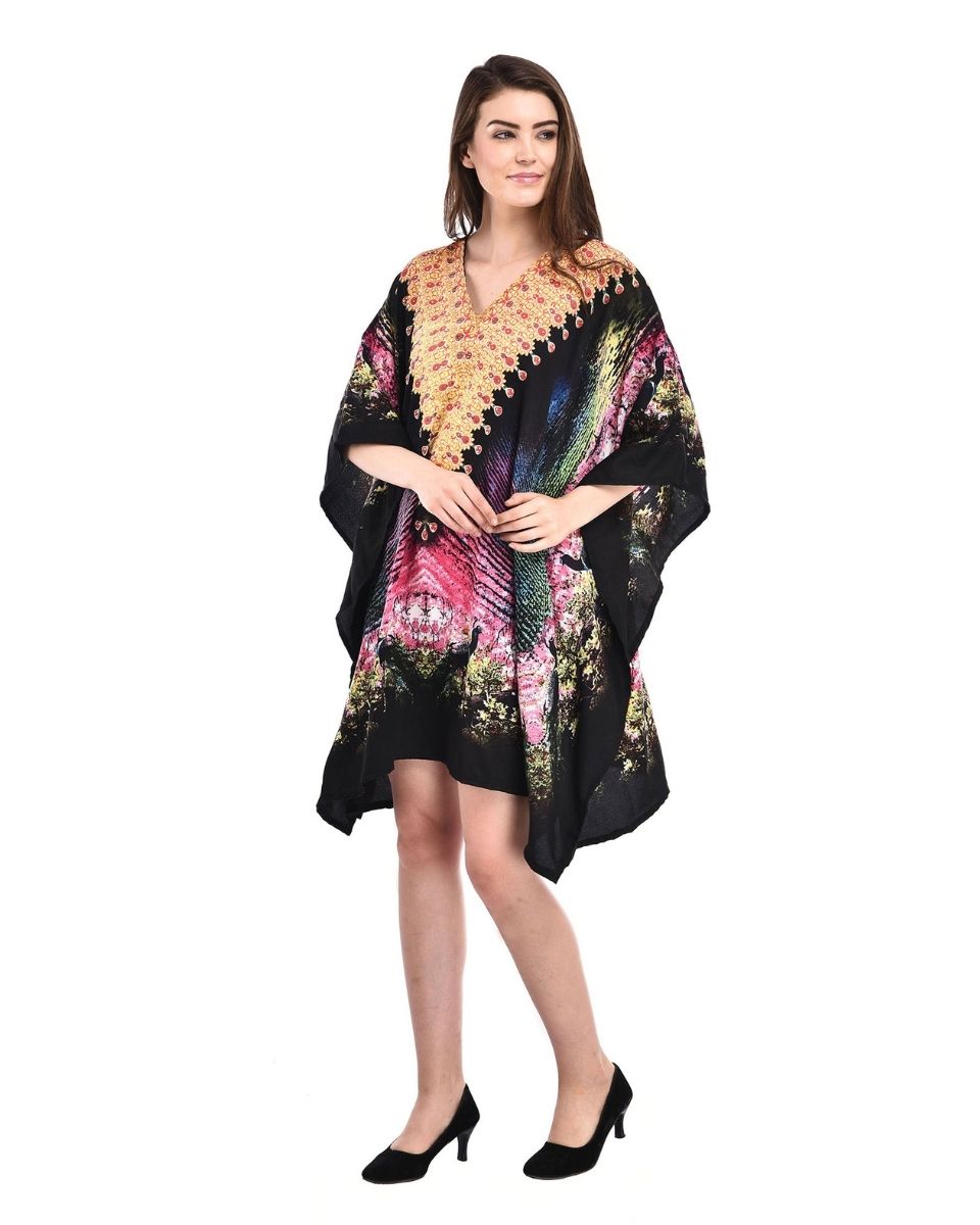 Digital Print Black Plus Size Tunic Top For Women