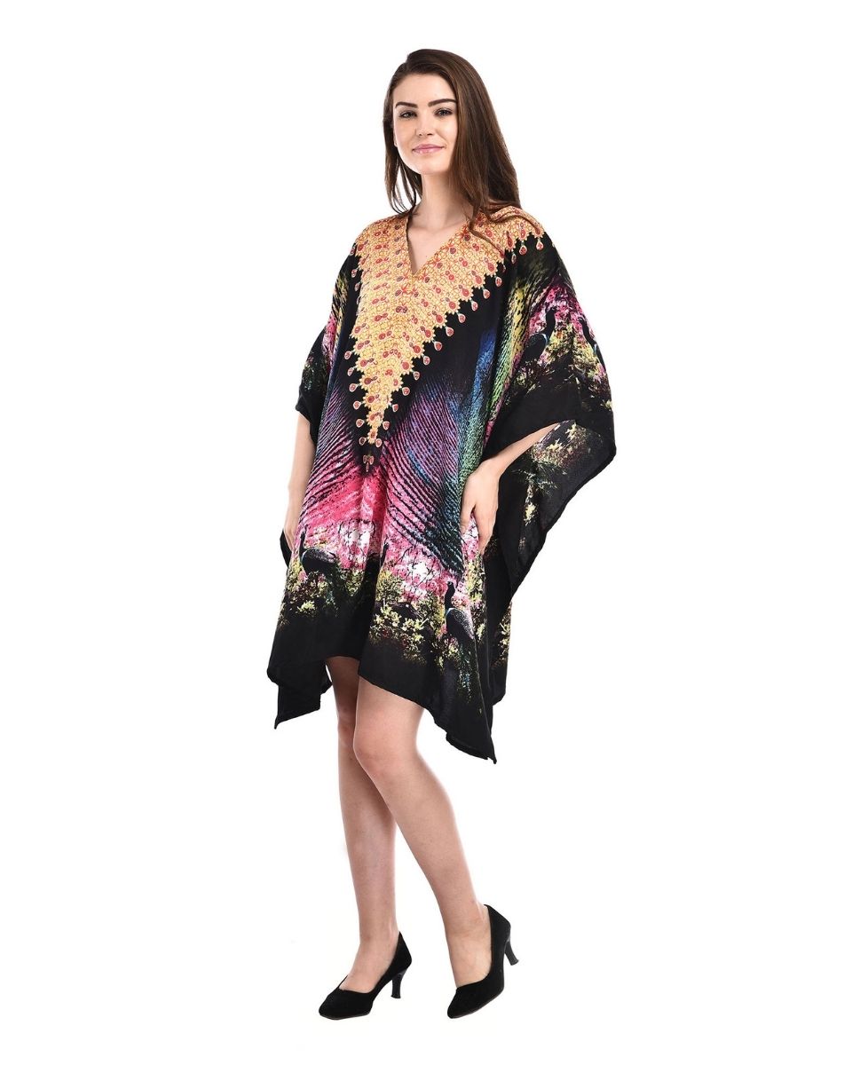 Digital Print Black Plus Size Tunic Top For Women