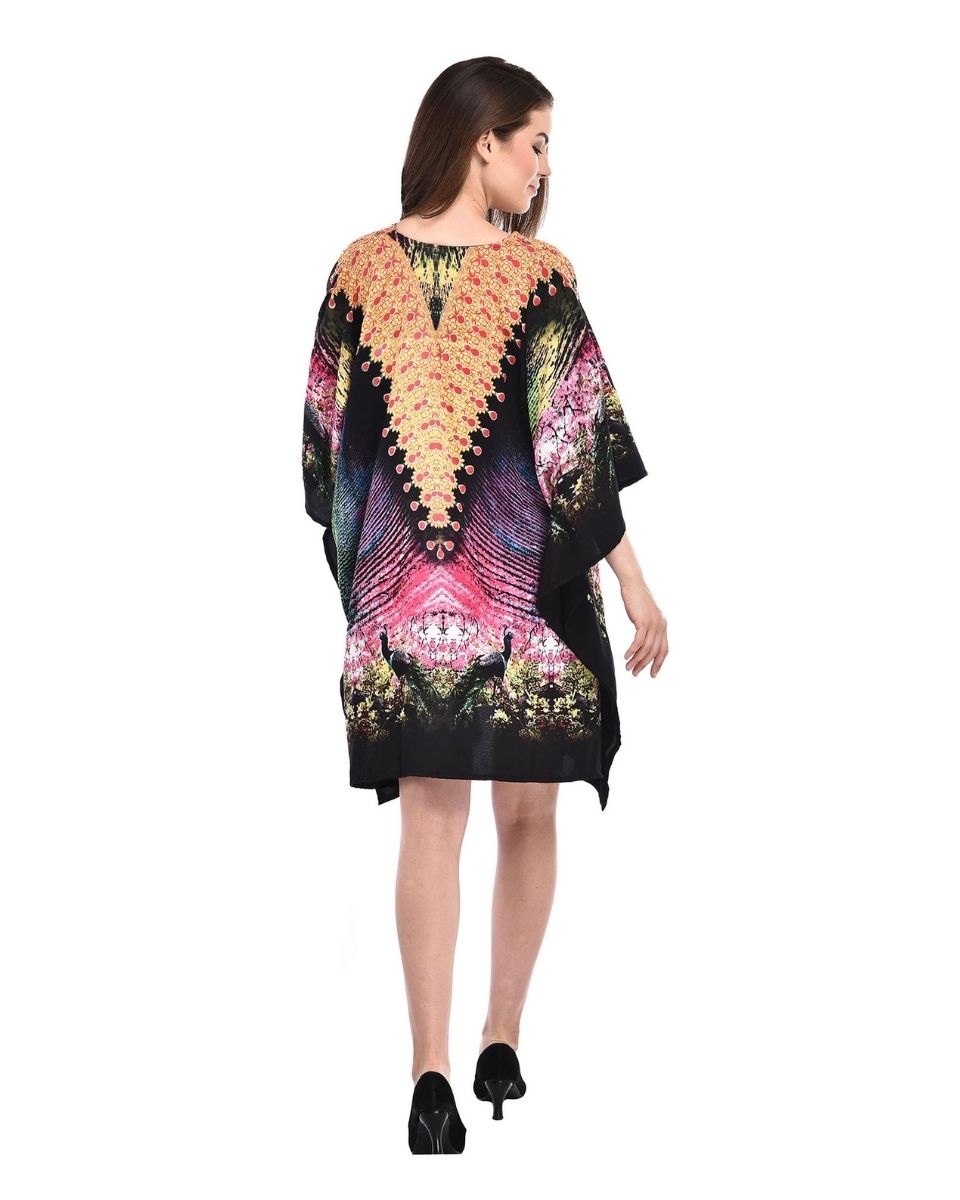 Digital Print Black Plus Size Tunic Top For Women