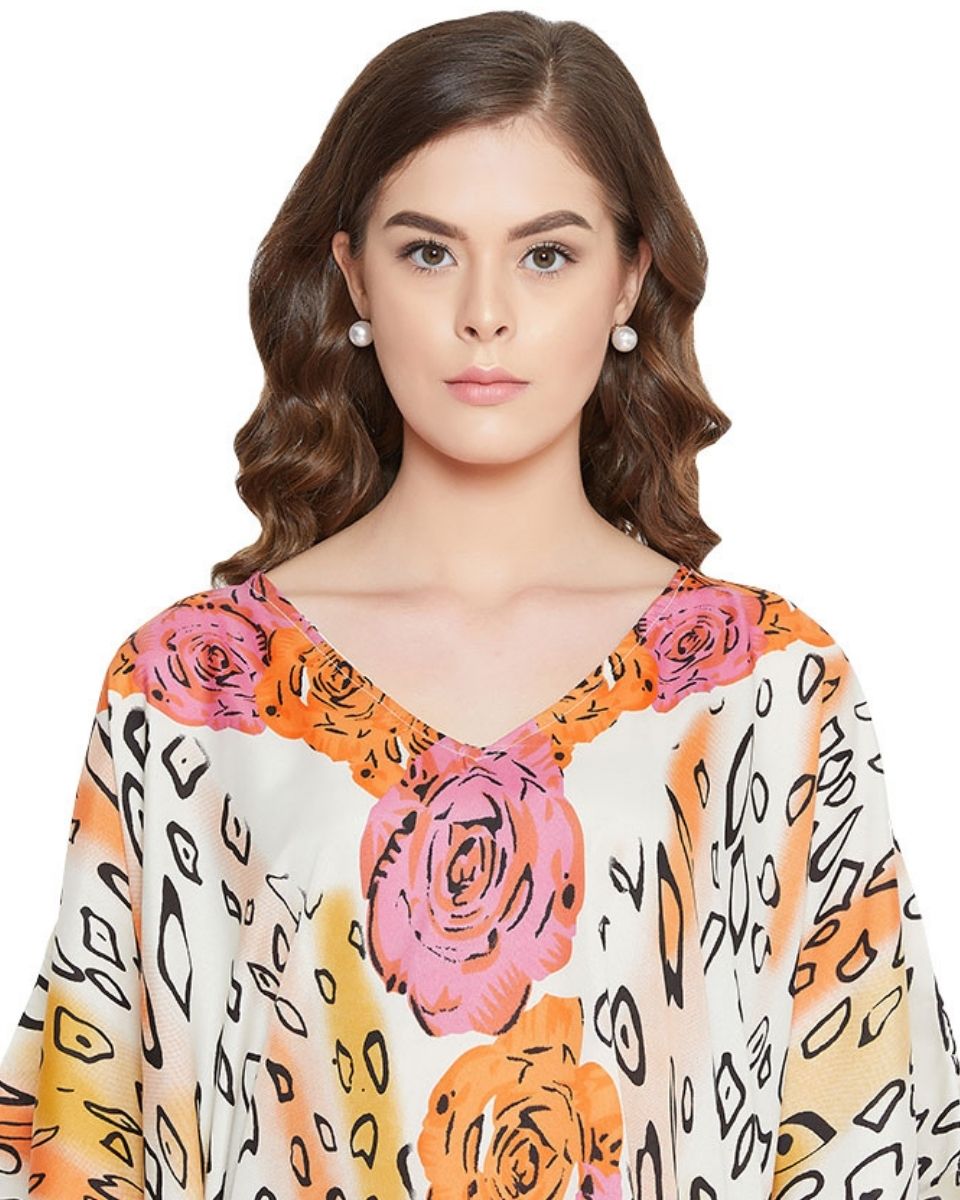 Lightweight Multicolor Polyester Floral Print Plus Size Tunic For Women