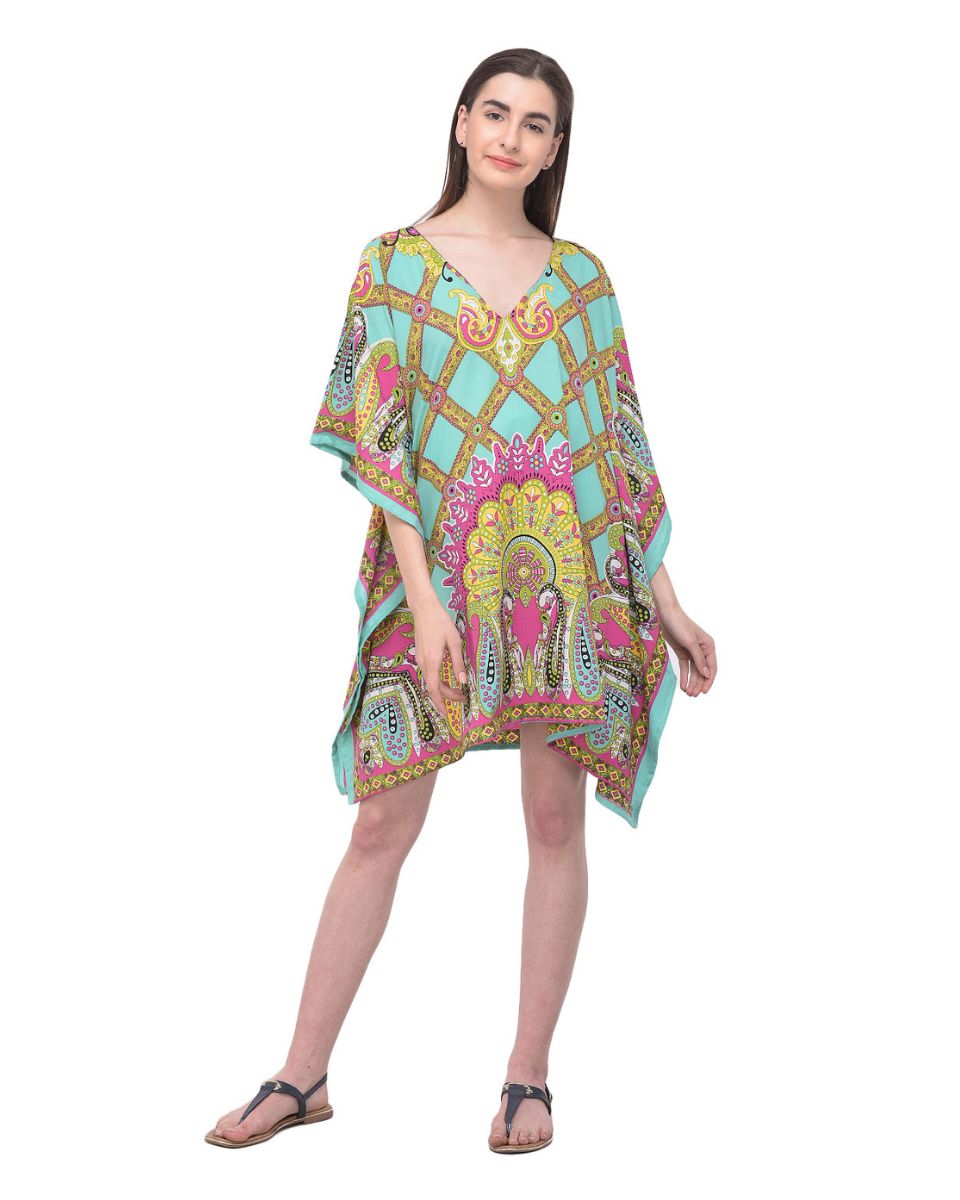 Multicolor Paisley Printed Plus Size Women Tunic Dress For Women