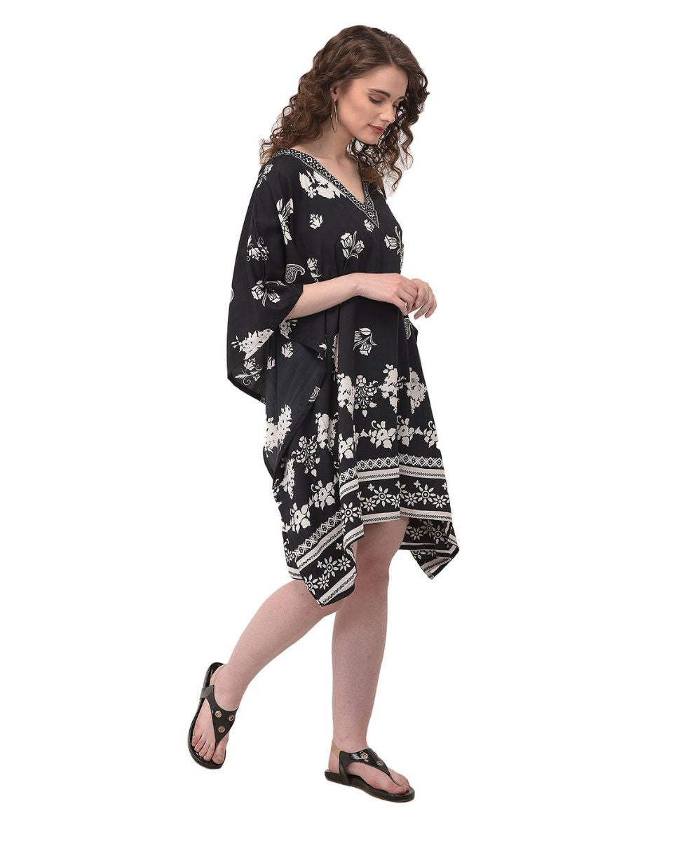 Black paisley And  Floral Printed Tunic For Women