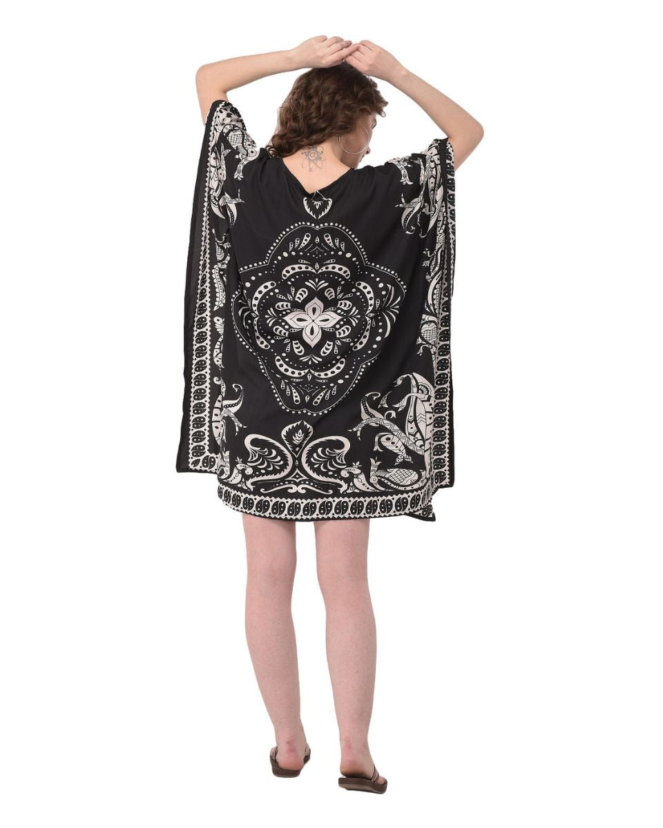 Paisley Print Black And White Women Tunic Top