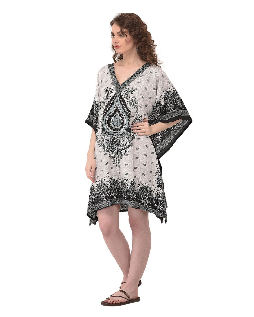 Paisley Print Beige Color Polyester Tunic For Plus Size Women