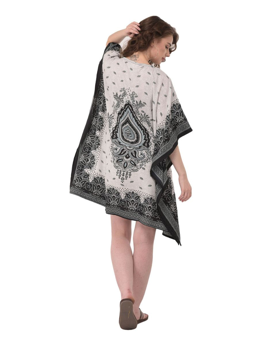 Paisley Print Beige Color Polyester Tunic For Plus Size Women