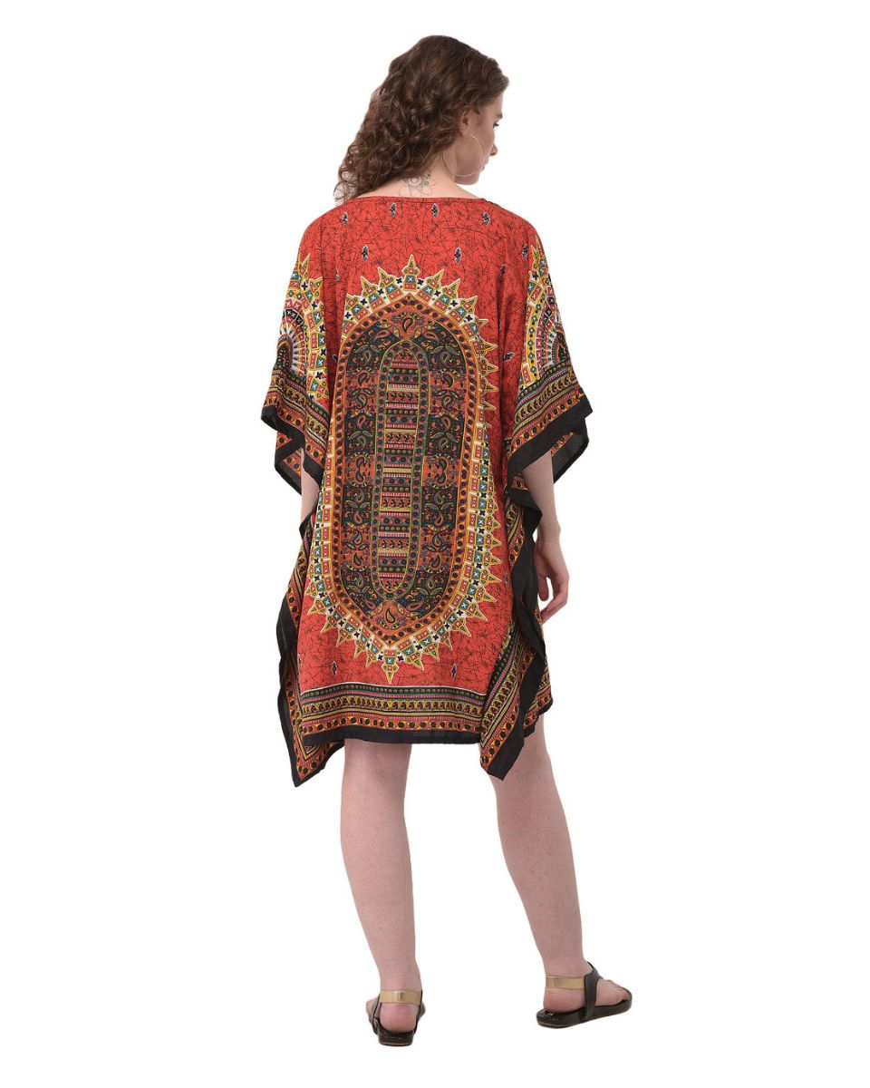 Orange And Black Dashiki Pattern Plus Size Tunic For Women