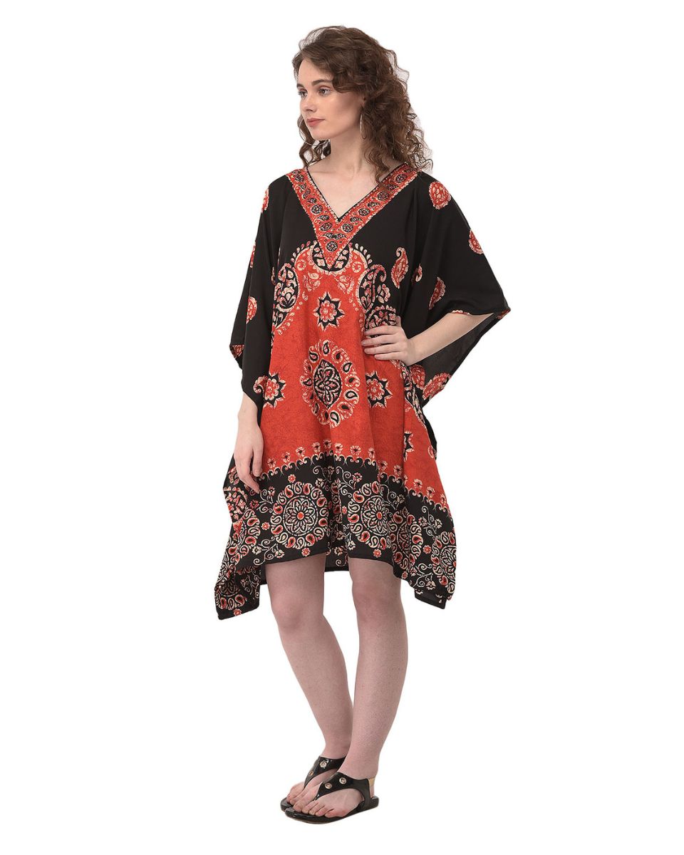 Red Paisley Plus Size Tunic Top Dress For Women