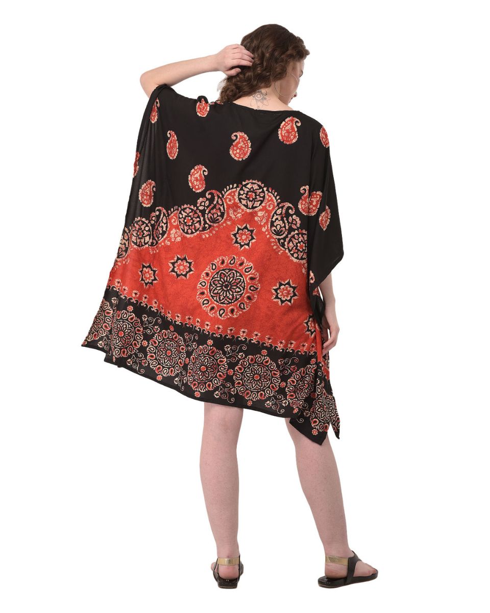 Red Paisley Plus Size Tunic Top Dress For Women