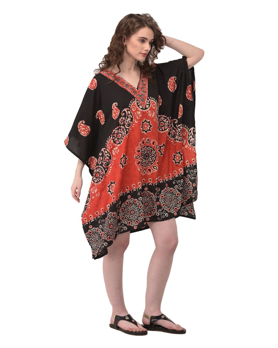 Red Paisley Plus Size Tunic Top Dress For Women