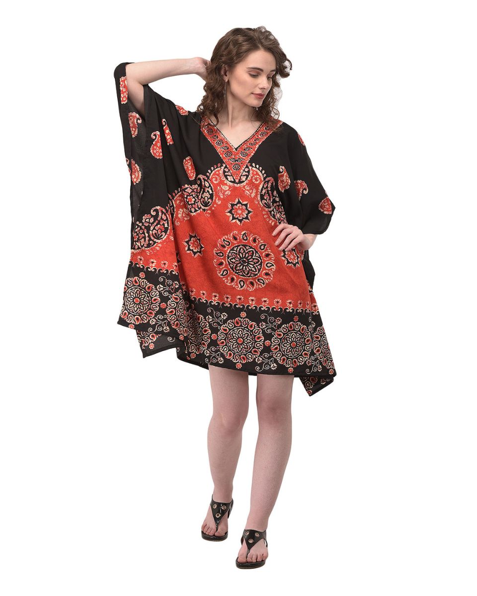 Red Paisley Plus Size Tunic Top Dress For Women