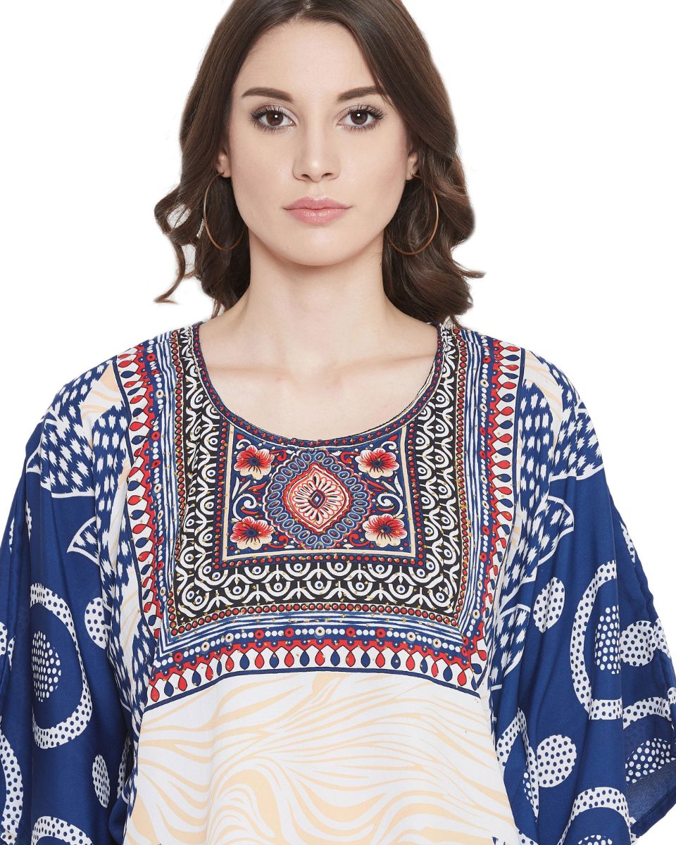 Boho Tunic Blue Summer Partywear Beach For Plus Size Women