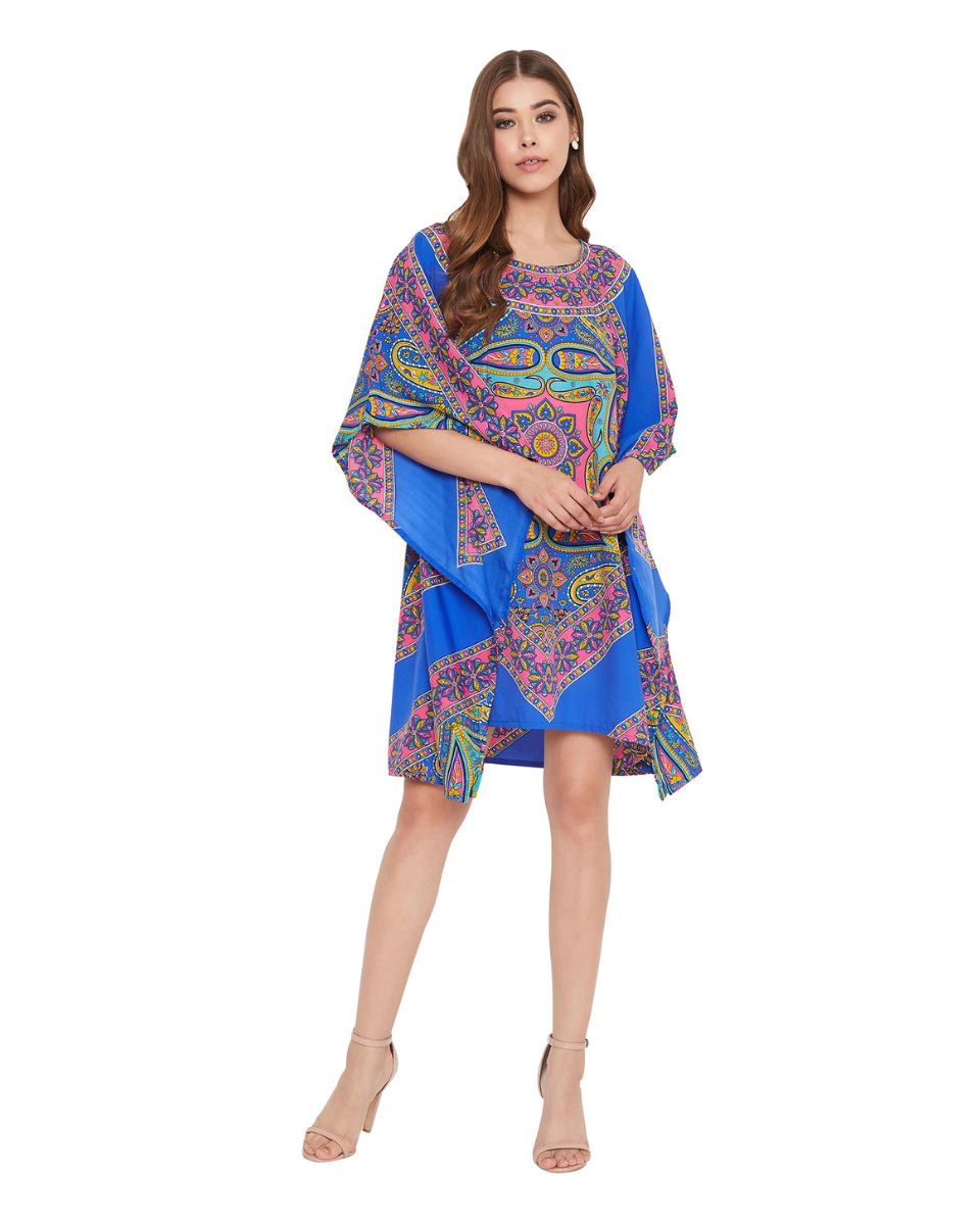 Blue Kimono Summer Beach Tunic Top For Plus Size Women