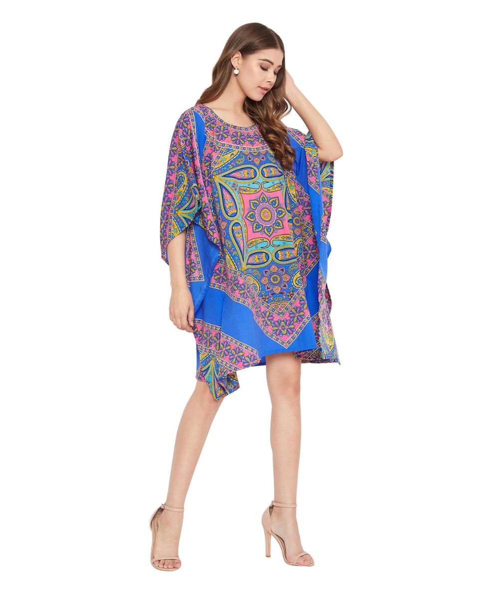 Blue Kimono Summer Beach Tunic Top For Plus Size Women