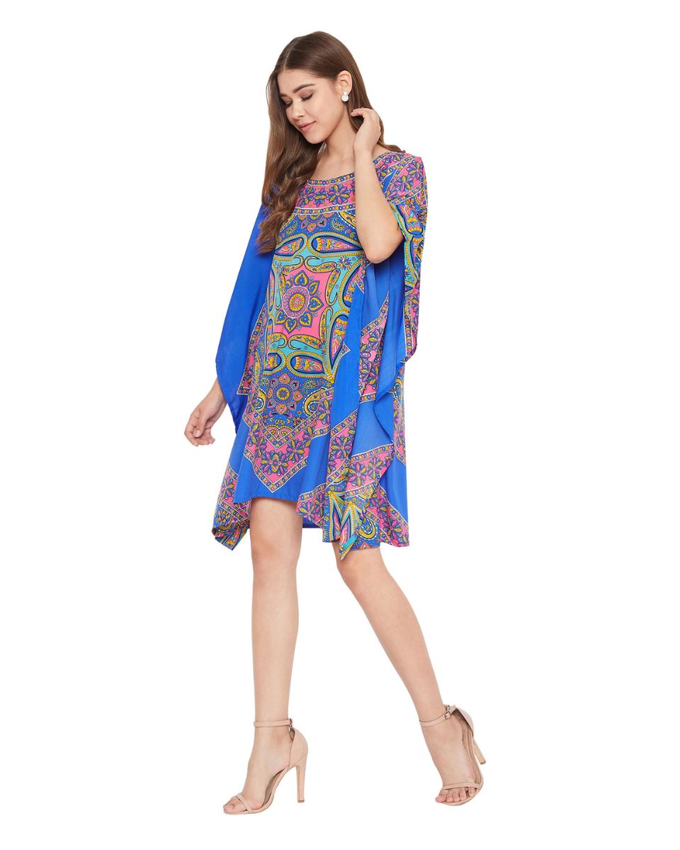 Blue Kimono Summer Beach Tunic Top For Plus Size Women