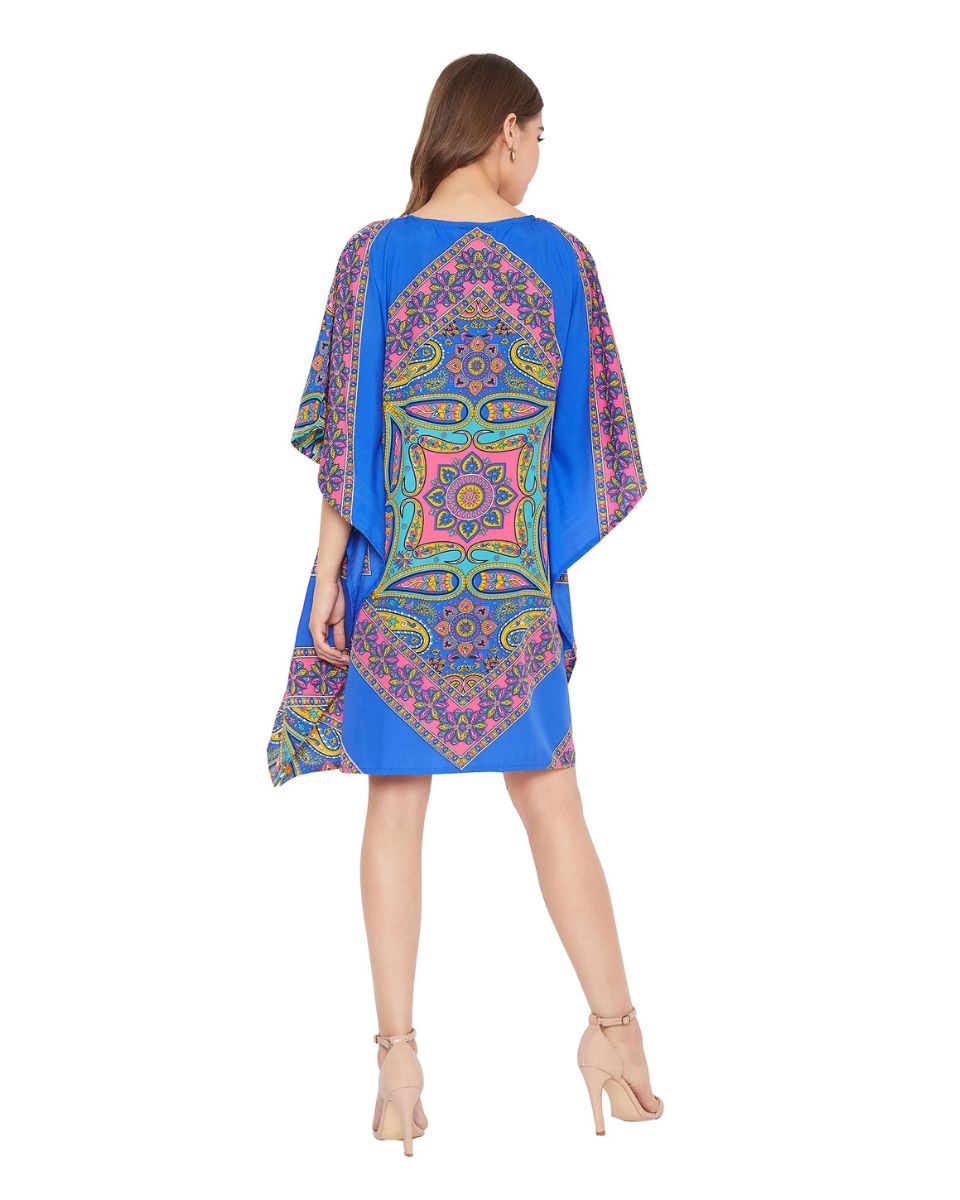 Blue Kimono Summer Beach Tunic Top For Plus Size Women