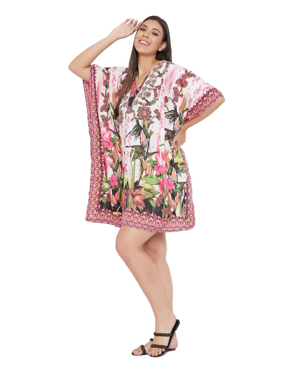 Plus Size Women Floral Patten Polyester Tunic Dress