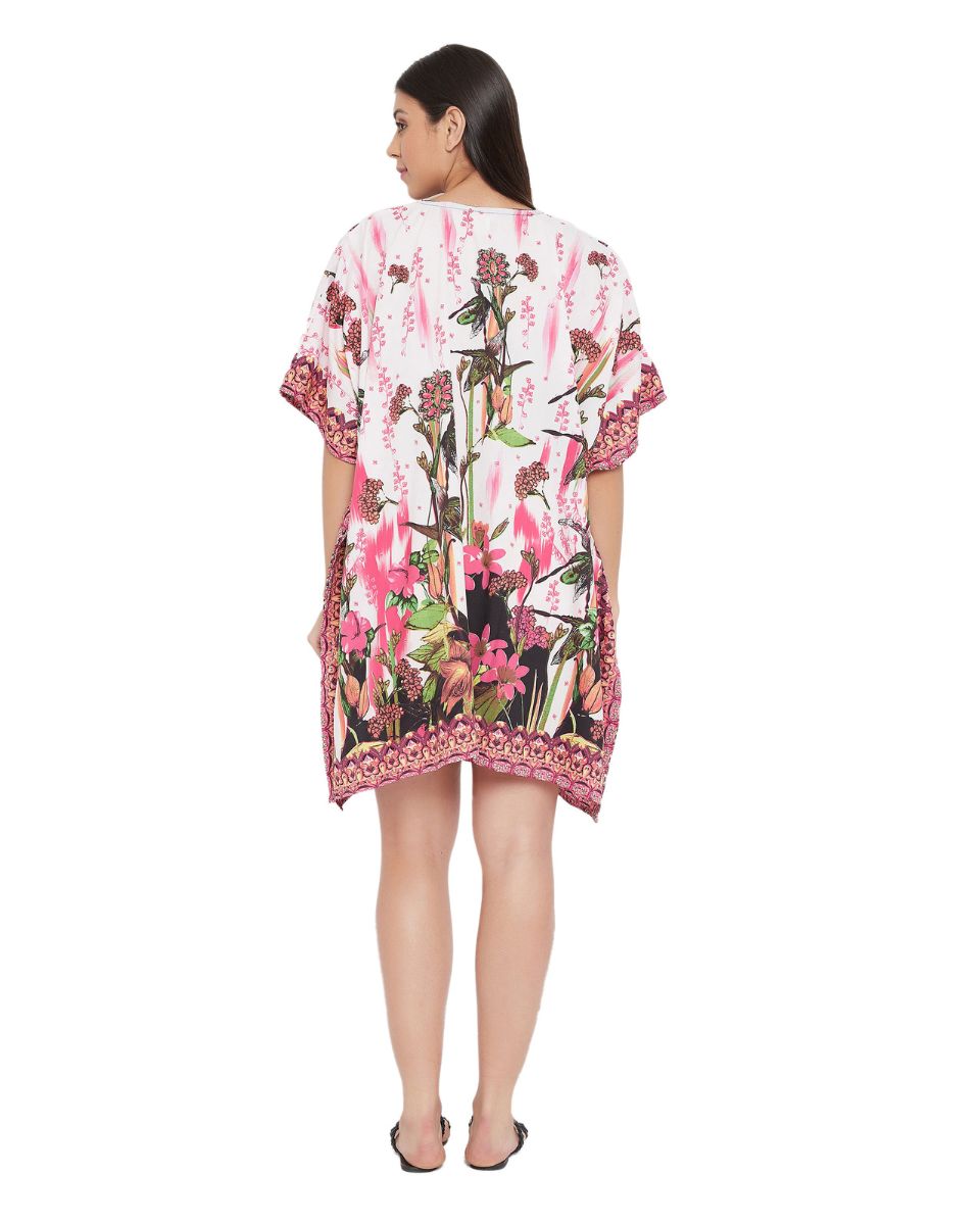 Plus Size Women Floral Patten Polyester Tunic Dress