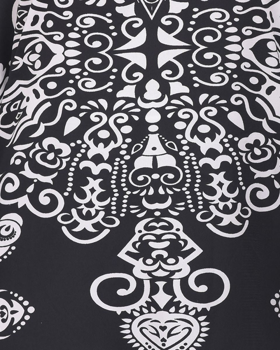 Damask Printed Black Plus Size Tunic For Women