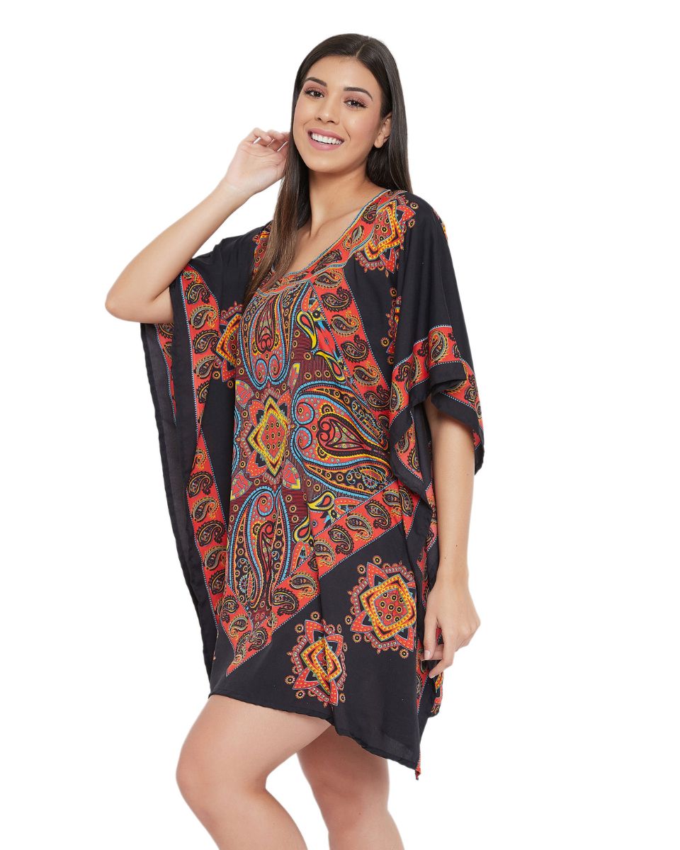 Loose Tunic Paisley Pattern One Size Polyester For Plus Size Women