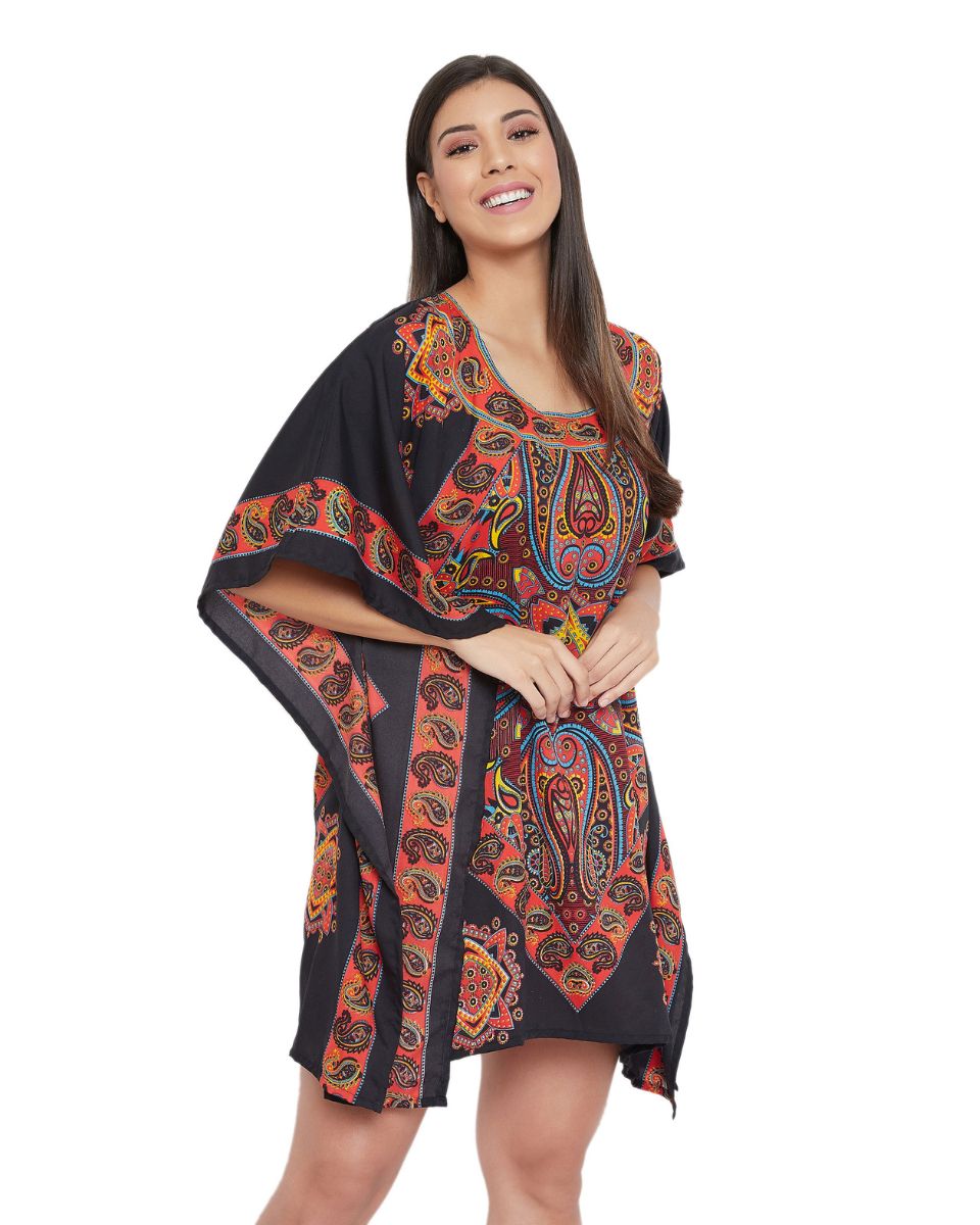 Loose Tunic Paisley Pattern One Size Polyester For Plus Size Women