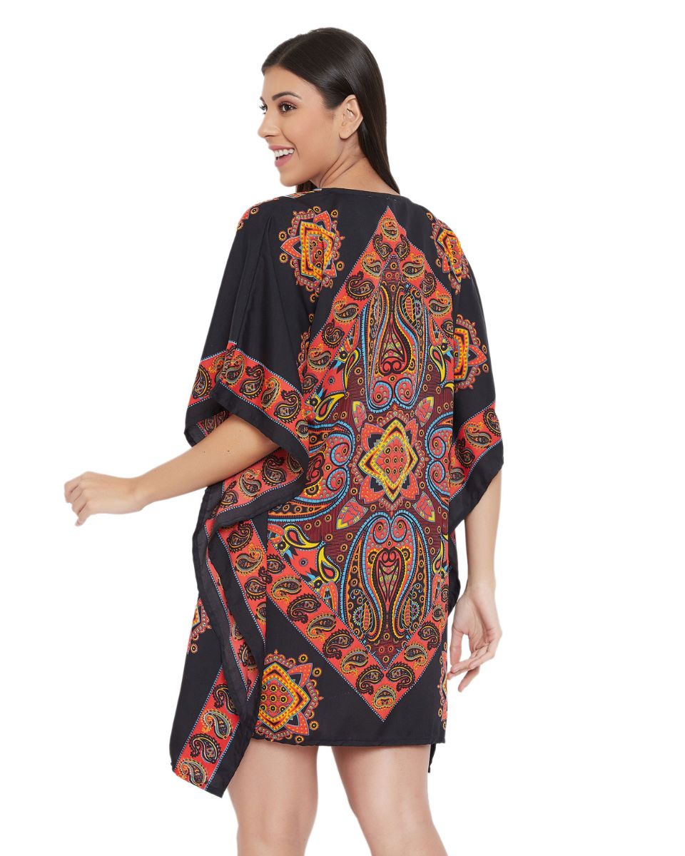 Loose Tunic Paisley Pattern One Size Polyester For Plus Size Women