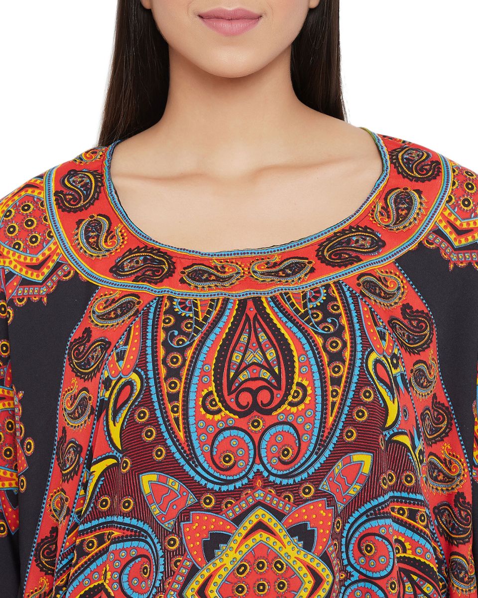 Loose Tunic Paisley Pattern One Size Polyester For Plus Size Women