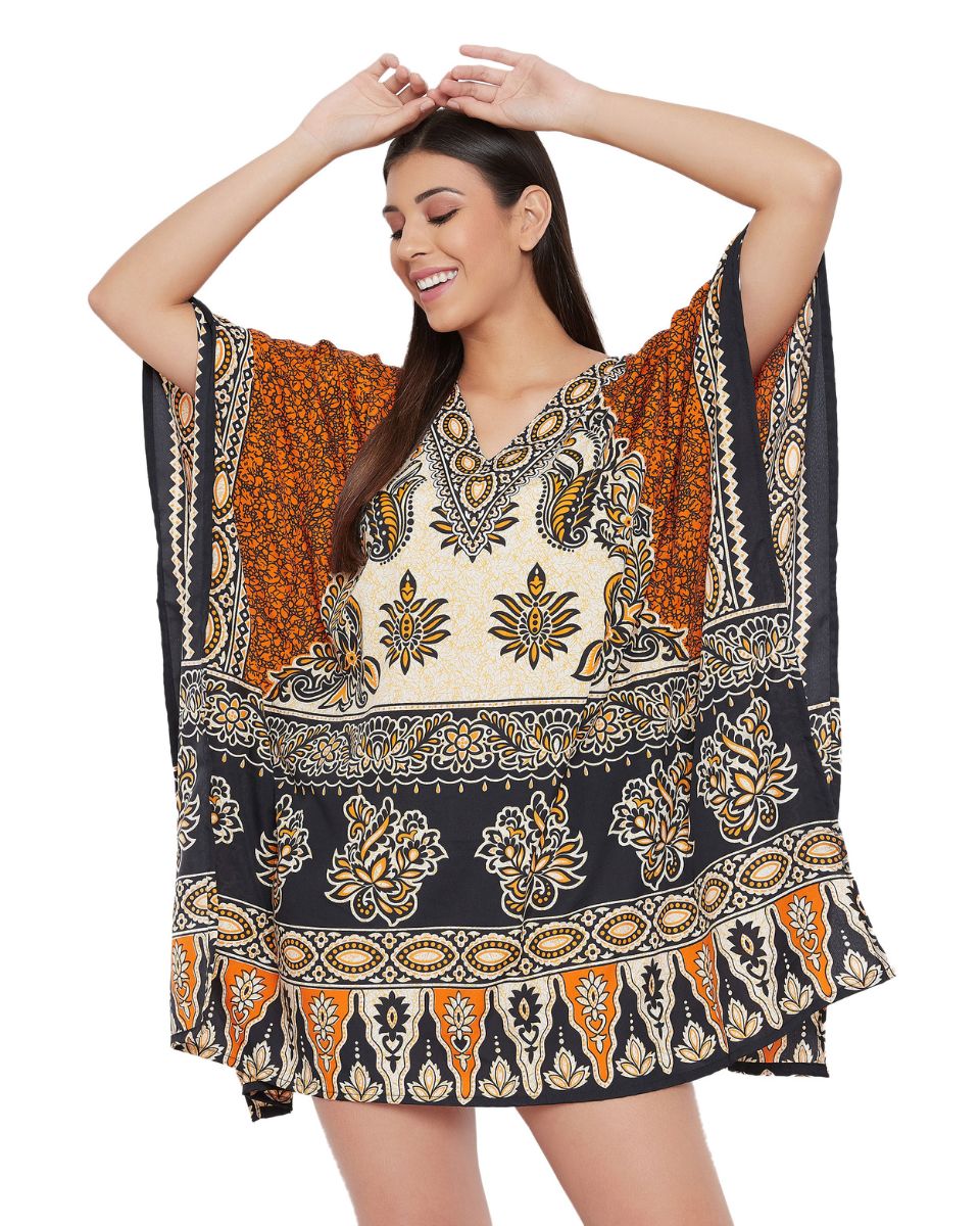 Kimono Tunic For Plus Size Women Floral Patten Polyester