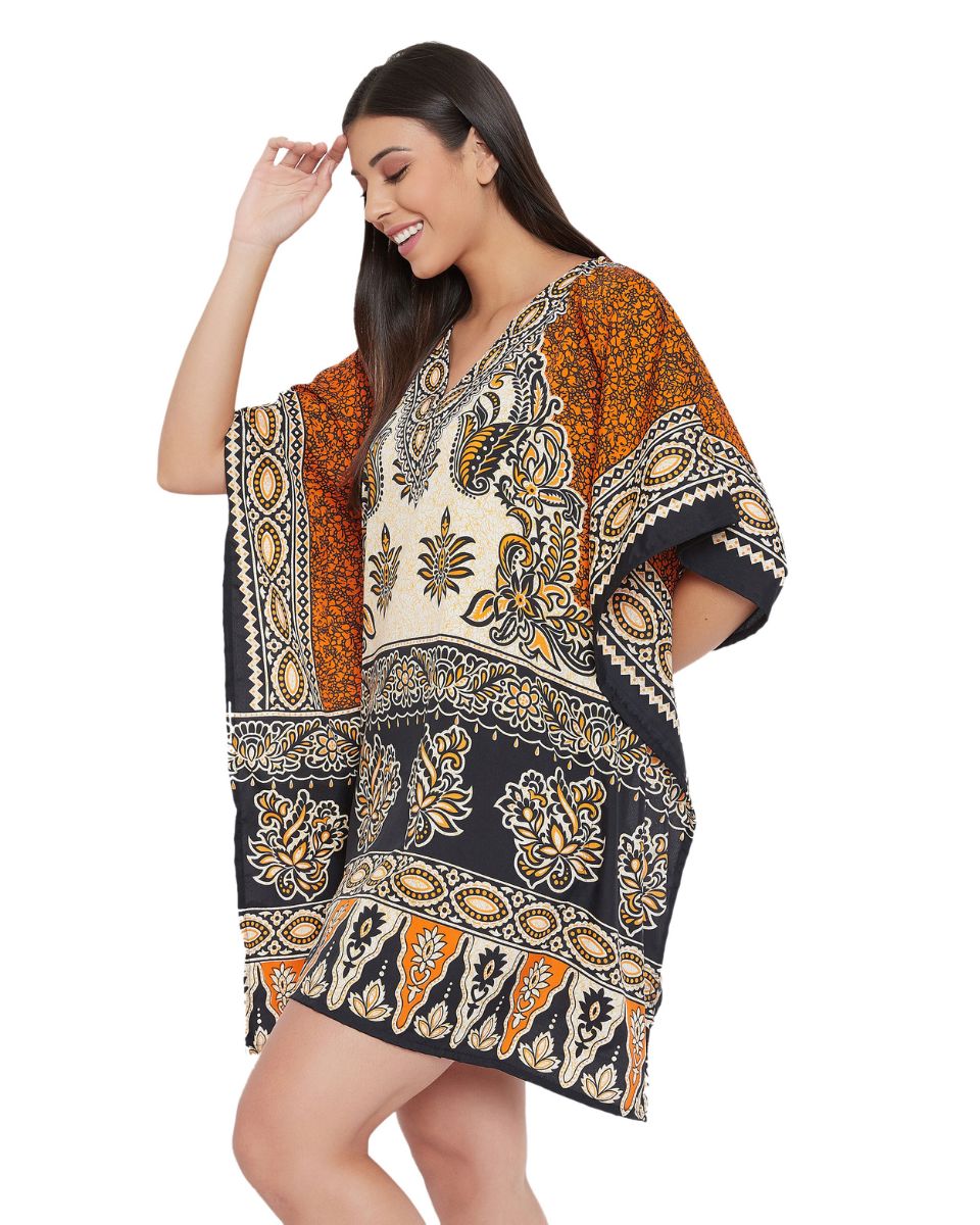 Kimono Tunic For Plus Size Women Floral Patten Polyester