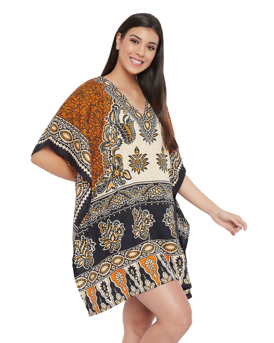 Kimono Tunic For Plus Size Women Floral Patten Polyester