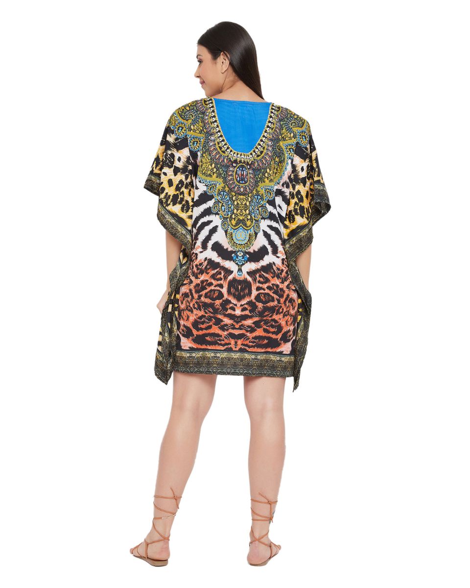 Plus Size Tunic For Women Leopard Pattern Polyester Dress