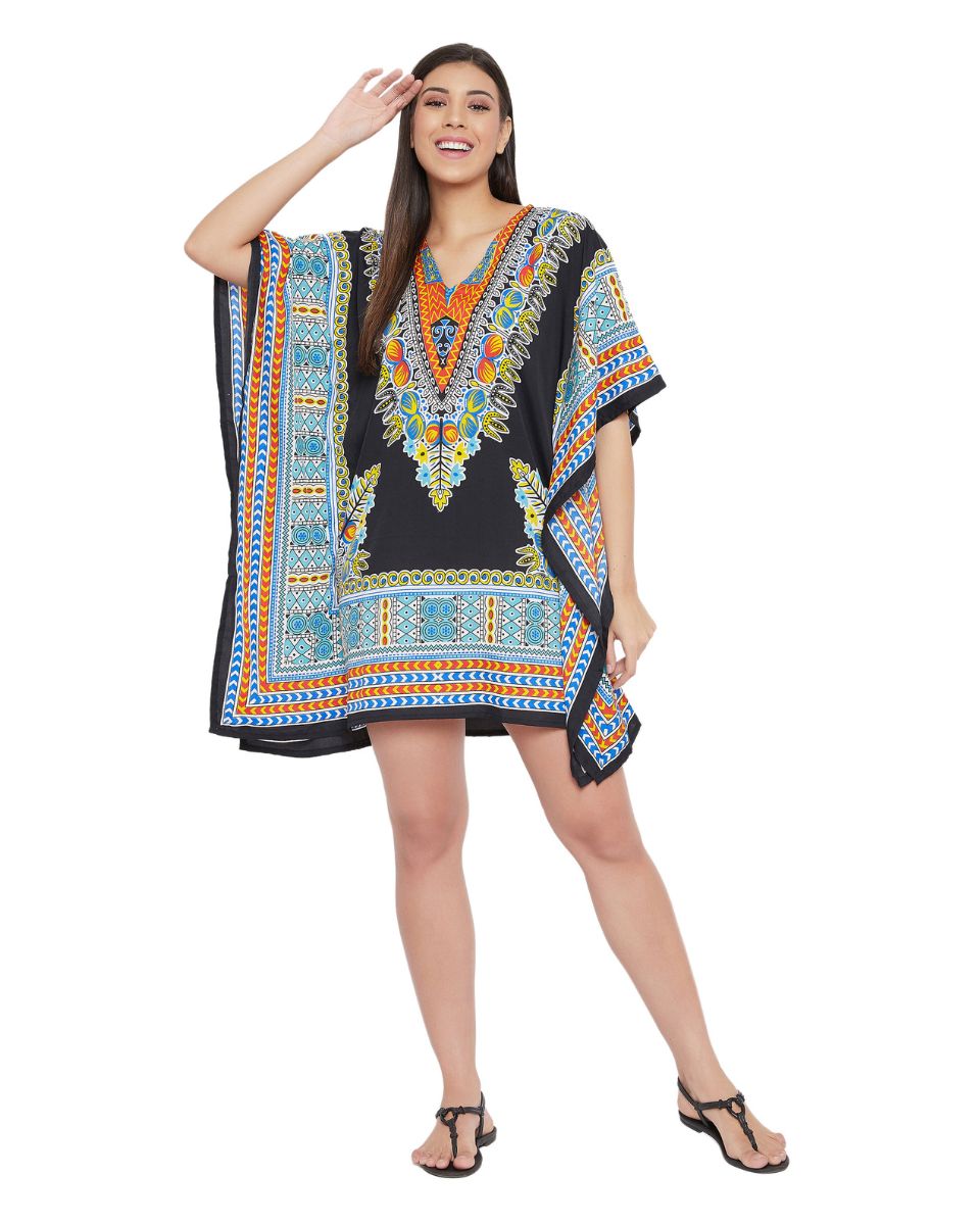 Multicolor Polyester Dashiki Print Tunic For Plus Size Women