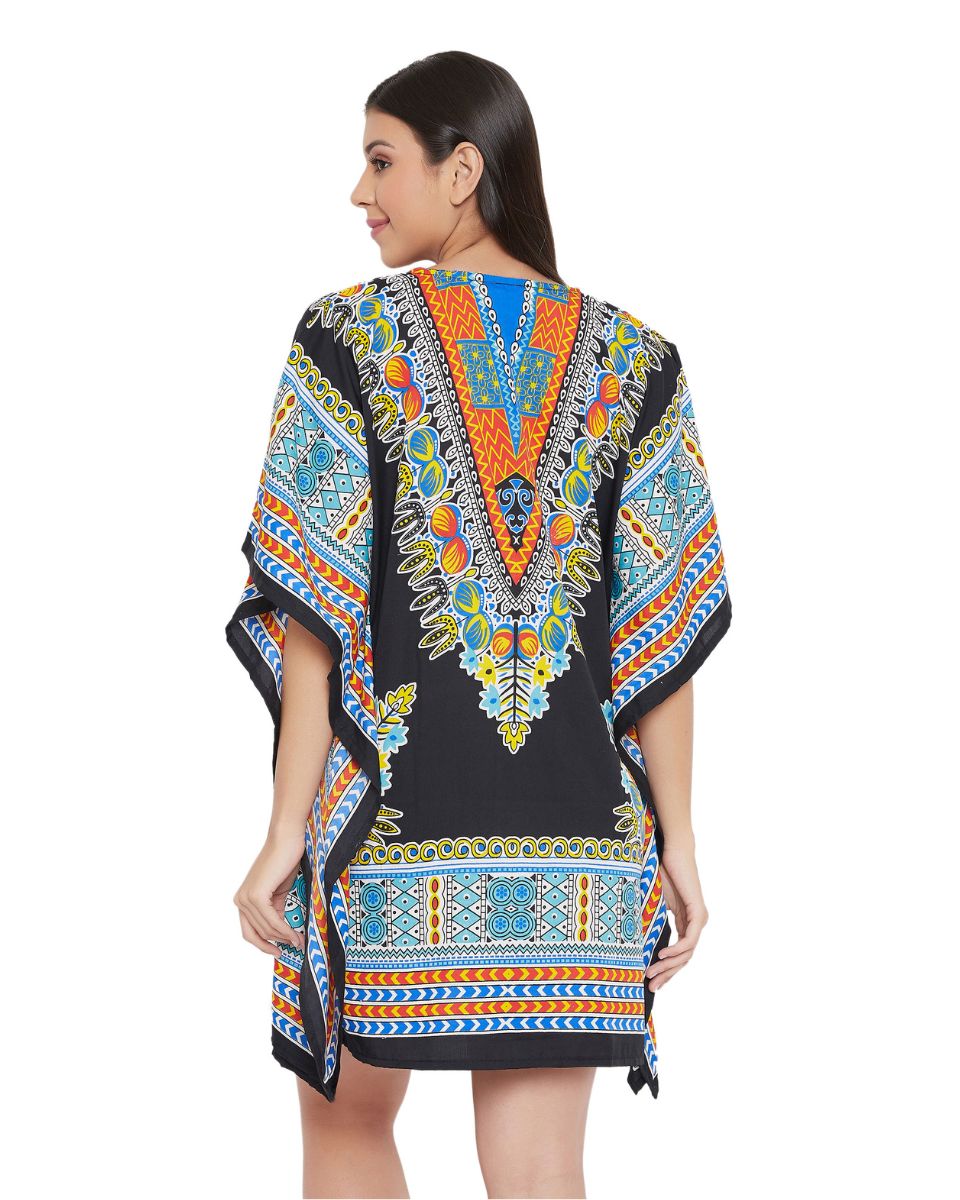 Multicolor Polyester Dashiki Print Tunic For Plus Size Women