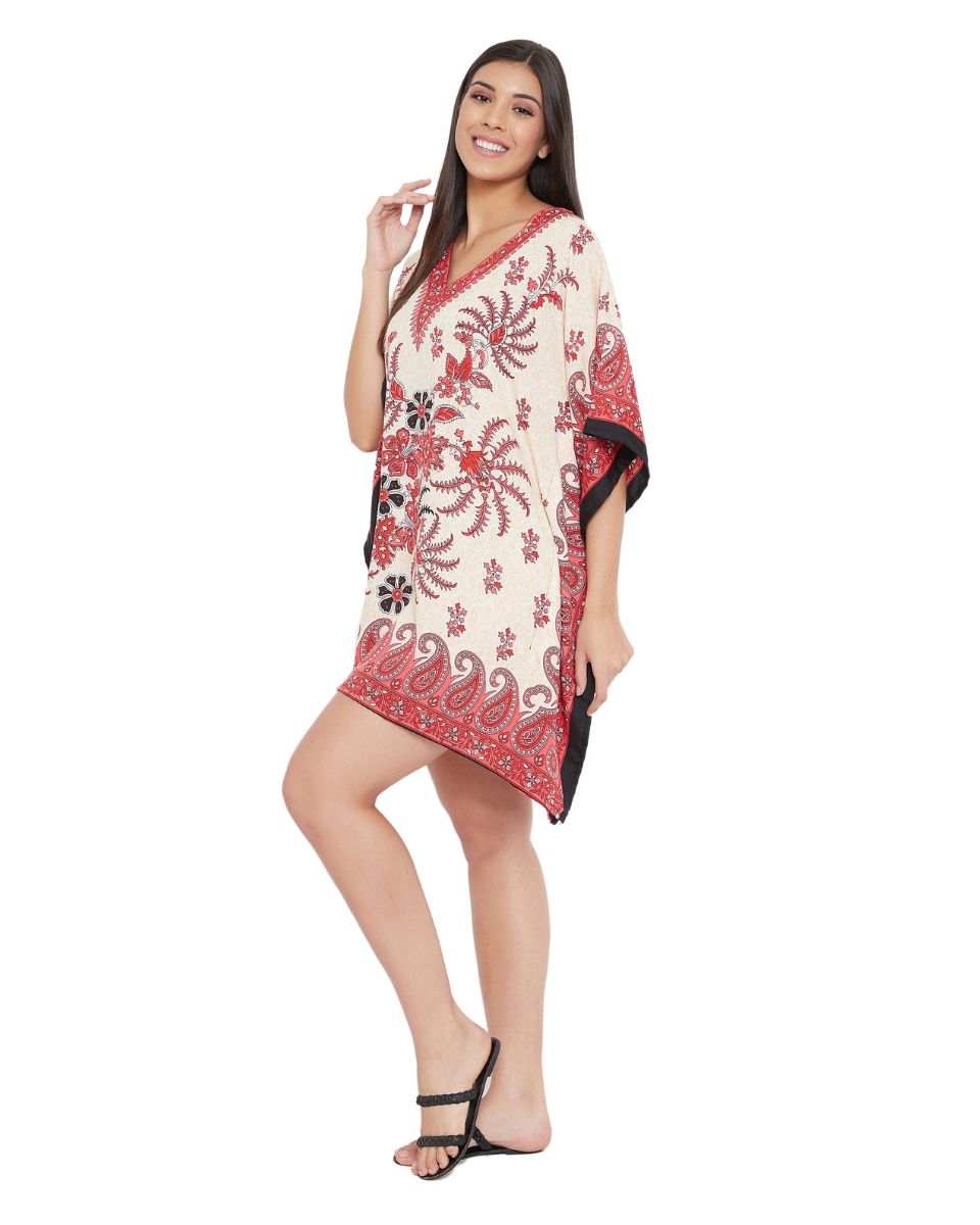 Neck Floral Polyester Paisley Pattern Tunic For Plus Size Women