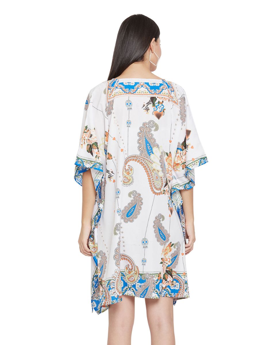 White Floral Print Plus Size Polyester Tunic For Women