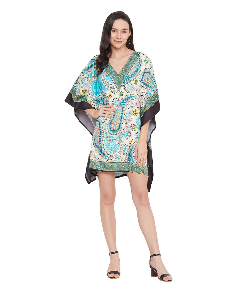 Mini Tunic Paisley Print Polyester Dress For Plus Size Women