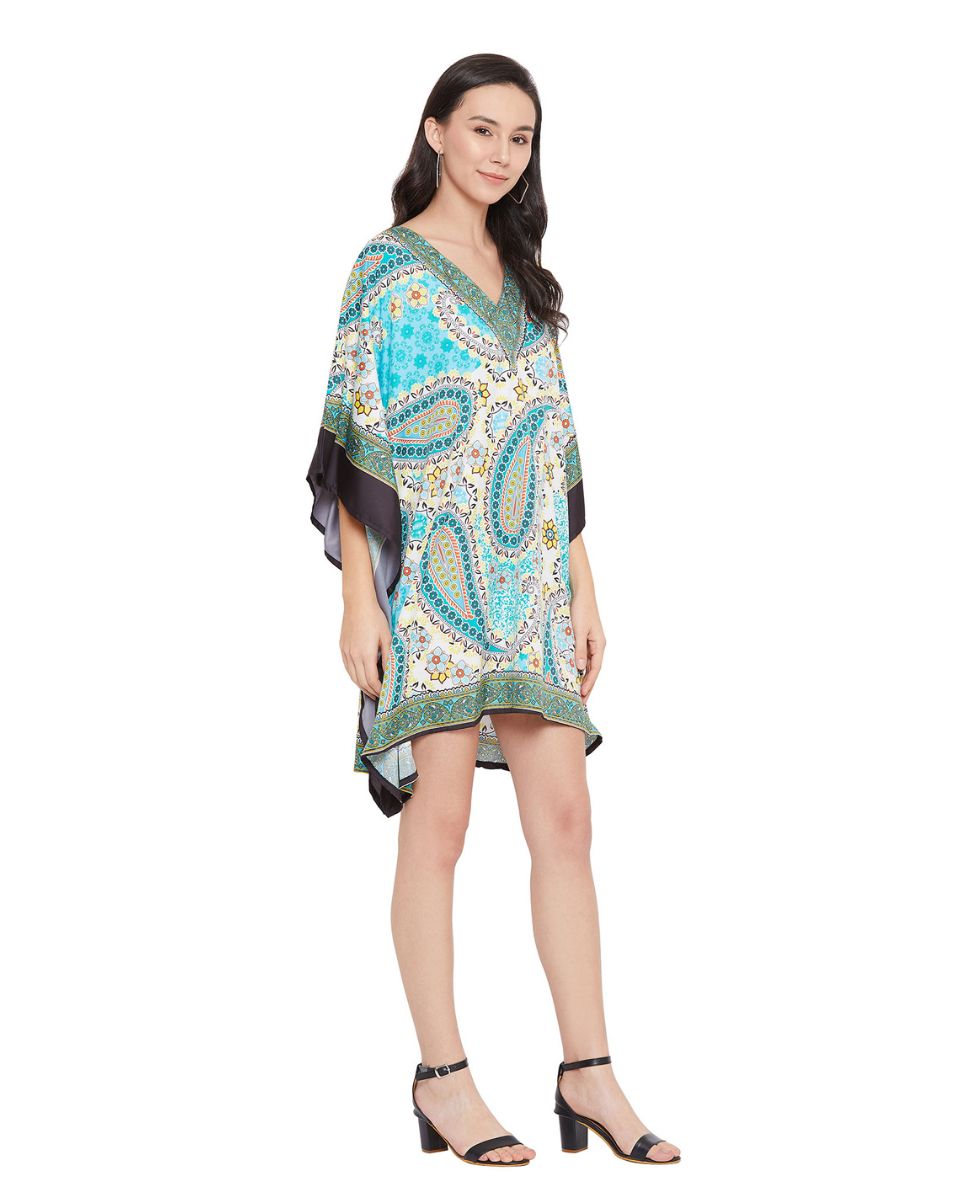 Mini Tunic Paisley Print Polyester Dress For Plus Size Women