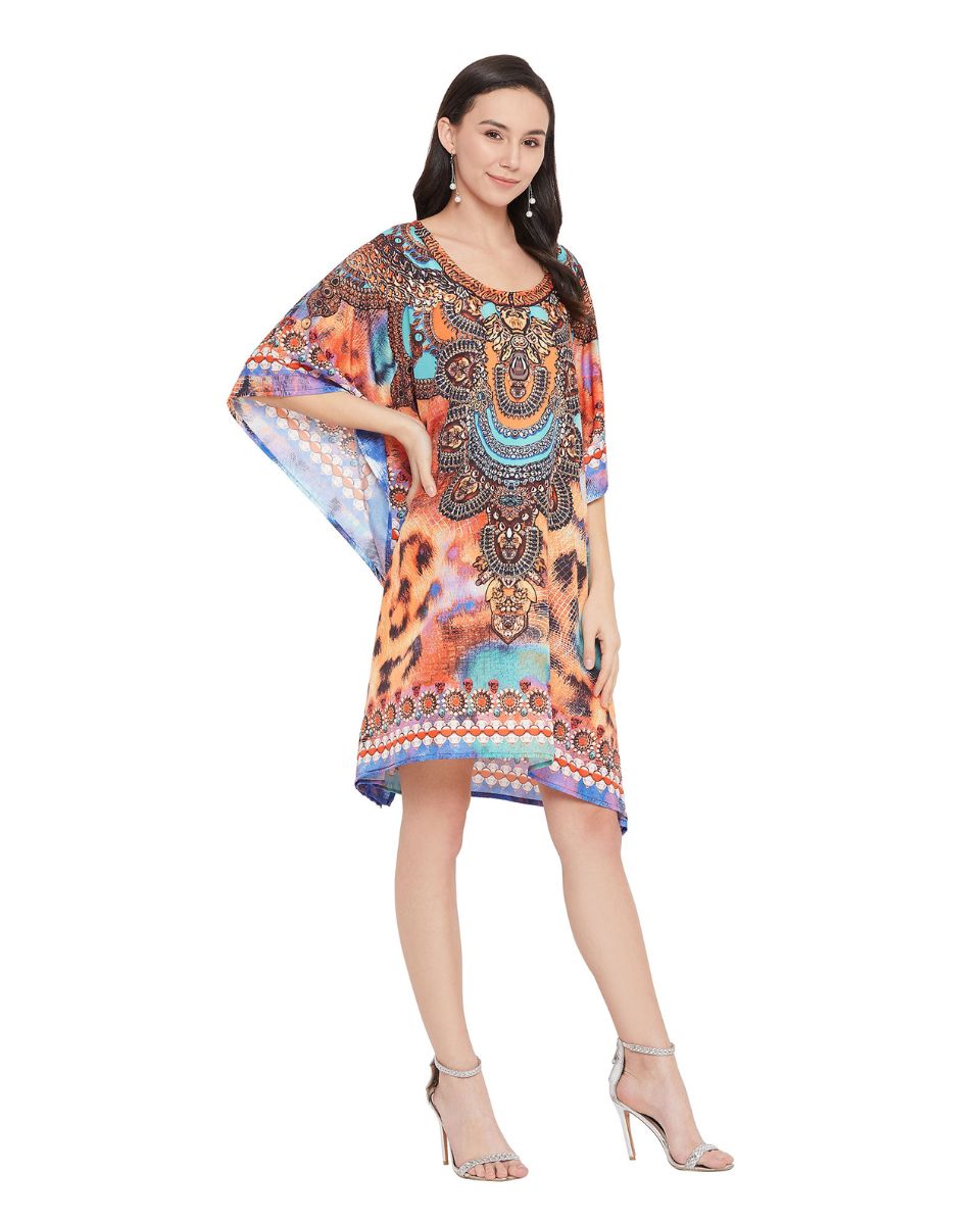 Tunic Top Polyester Multicolor Plus Size Short Caftan for Women