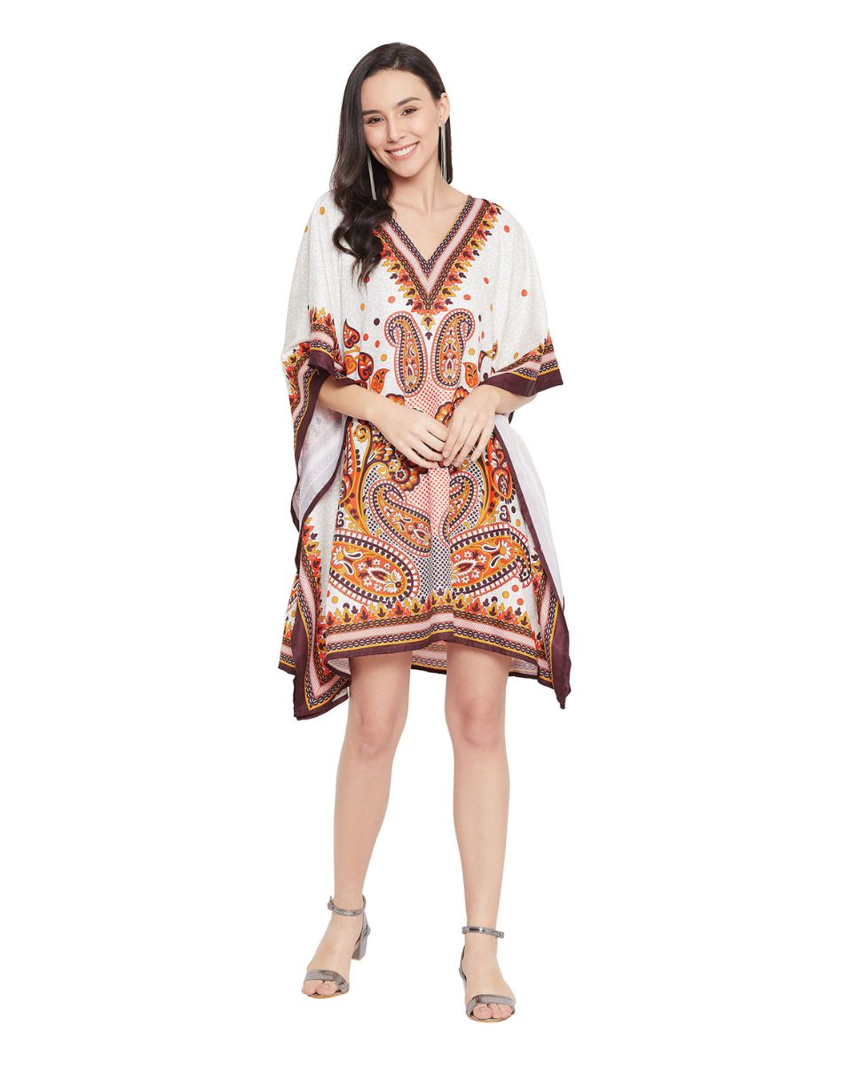 Paisley Printed Plus Size Kimono Polyester Tunic For Women