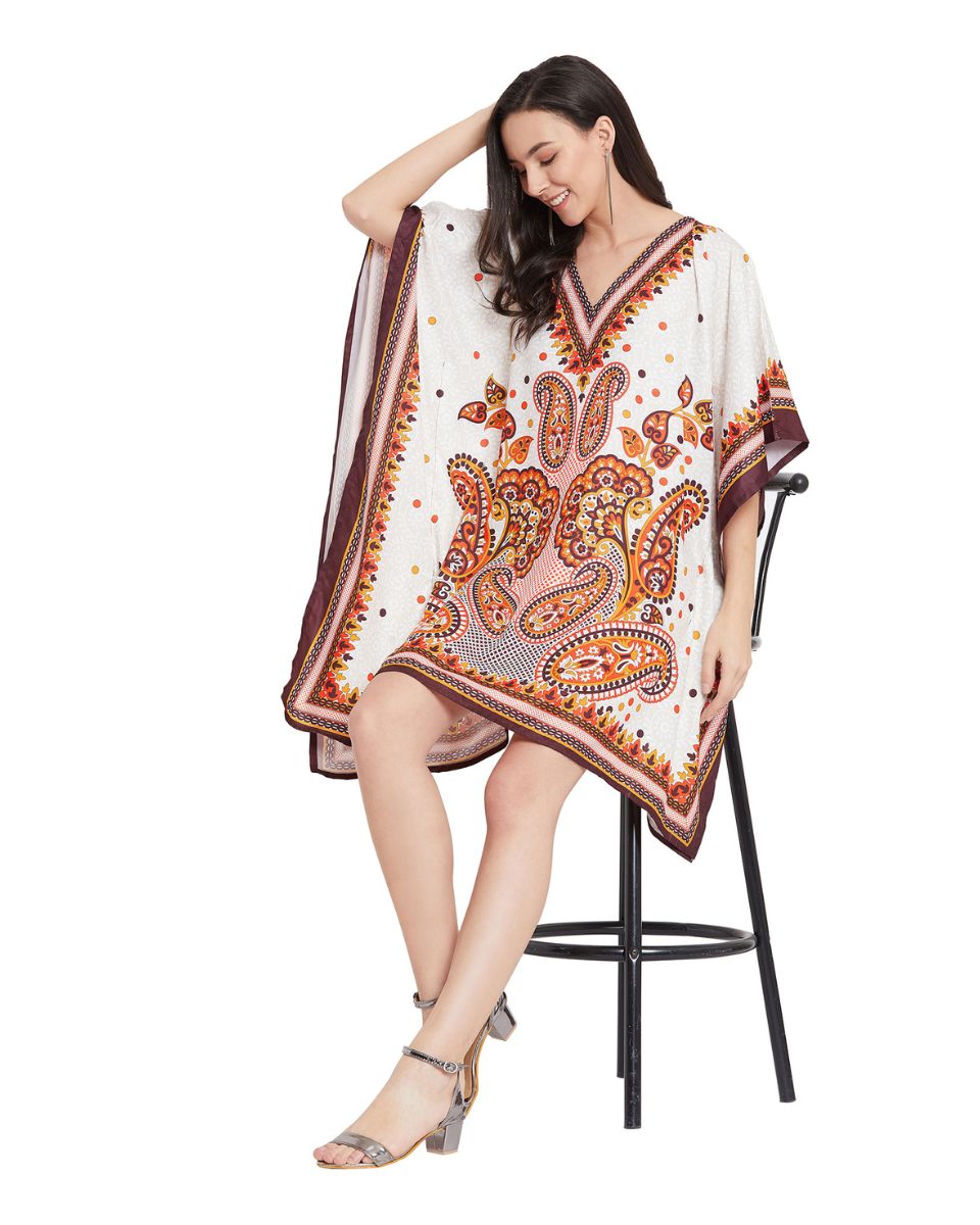 Paisley Printed Plus Size Kimono Polyester Tunic For Women